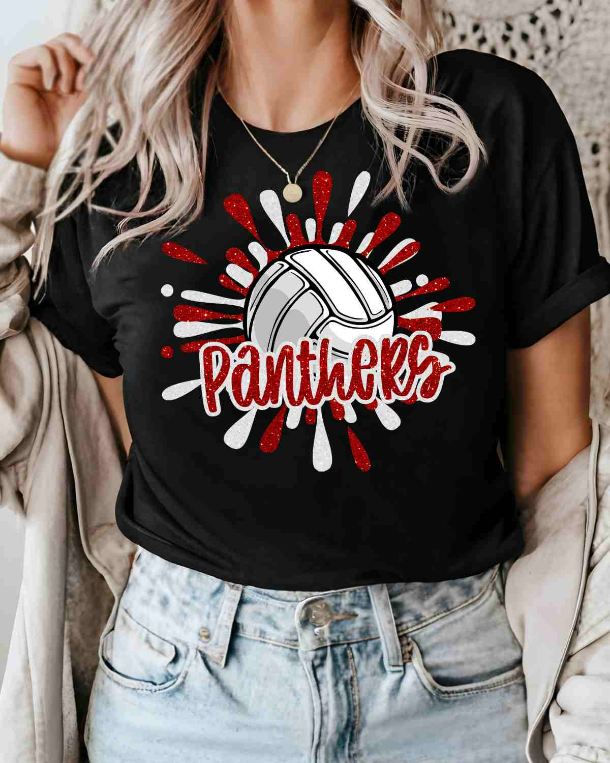 Panthers Volleyball Splatter DTF Transfer