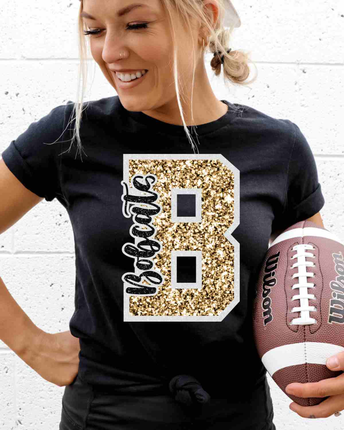 B Bobcats Glitter Letter DTF Transfer