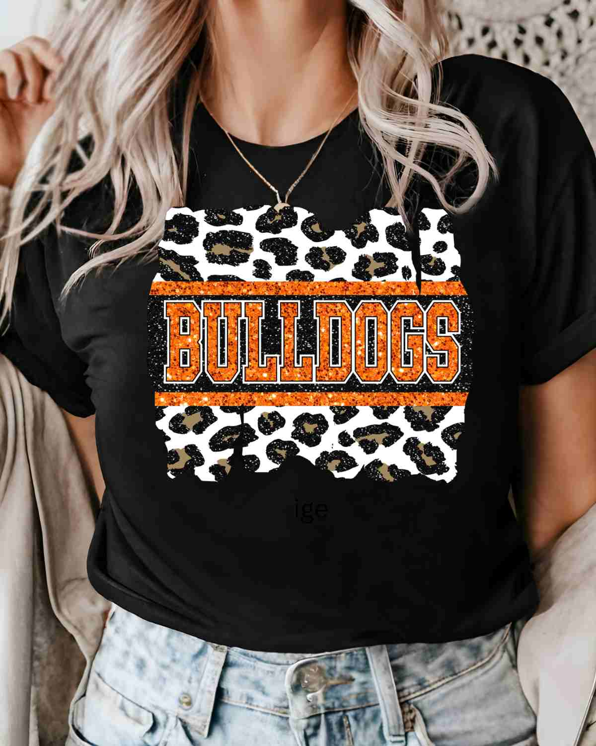 Bulldogs Leopard Glitter Swash DTF Transfer