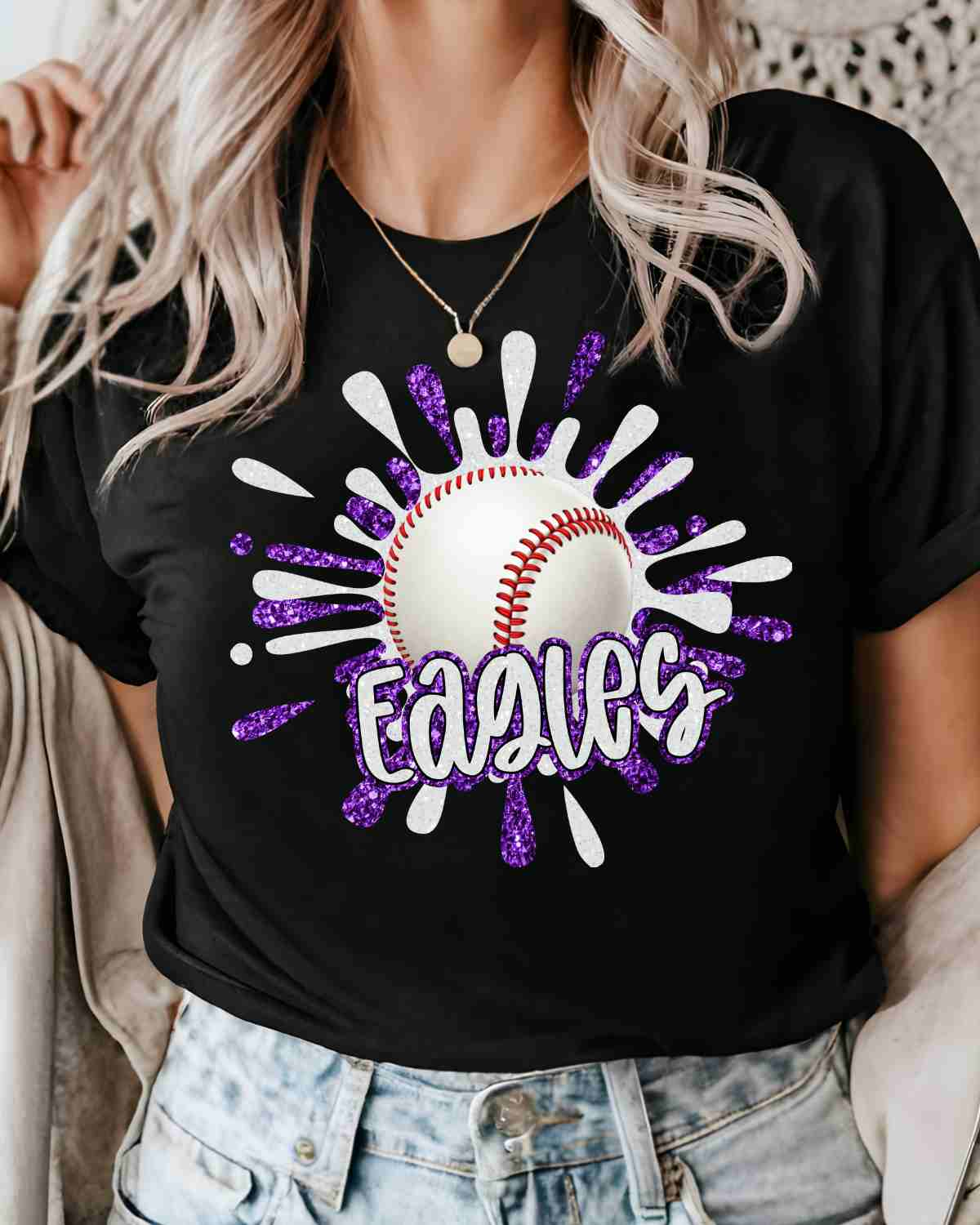 Eagles Baseball Splatter DTF Transfer,  rusticgracecompany.com