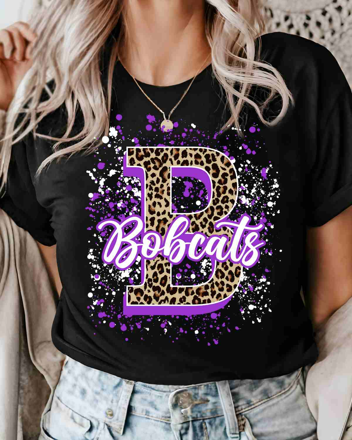 Bobcats Letter Splatter DTF Transfer