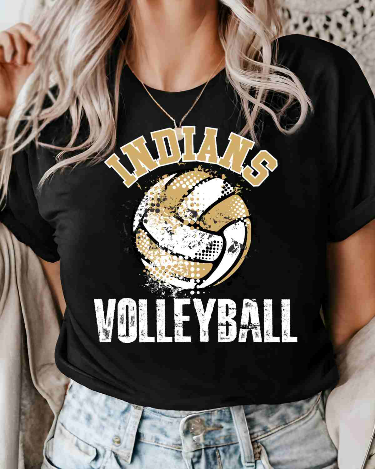 Indians Volleyball Grunge DTF Transfer