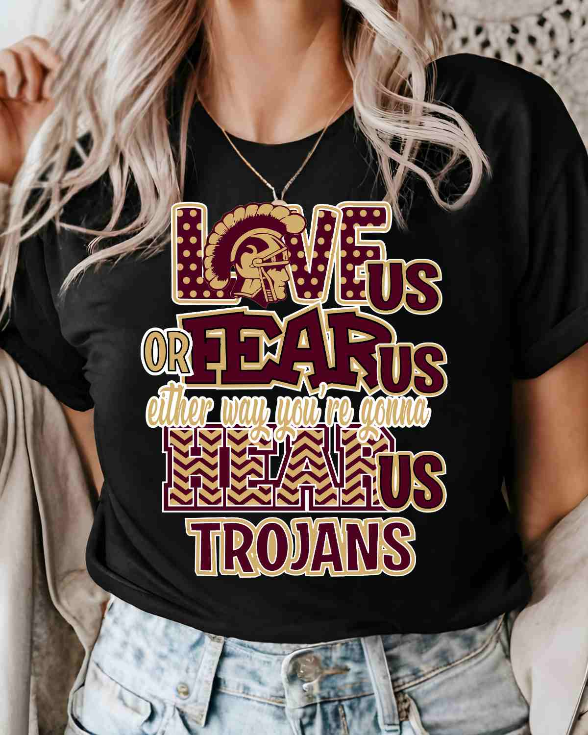 Love Us Fear Us Trojans DTF  Transfer