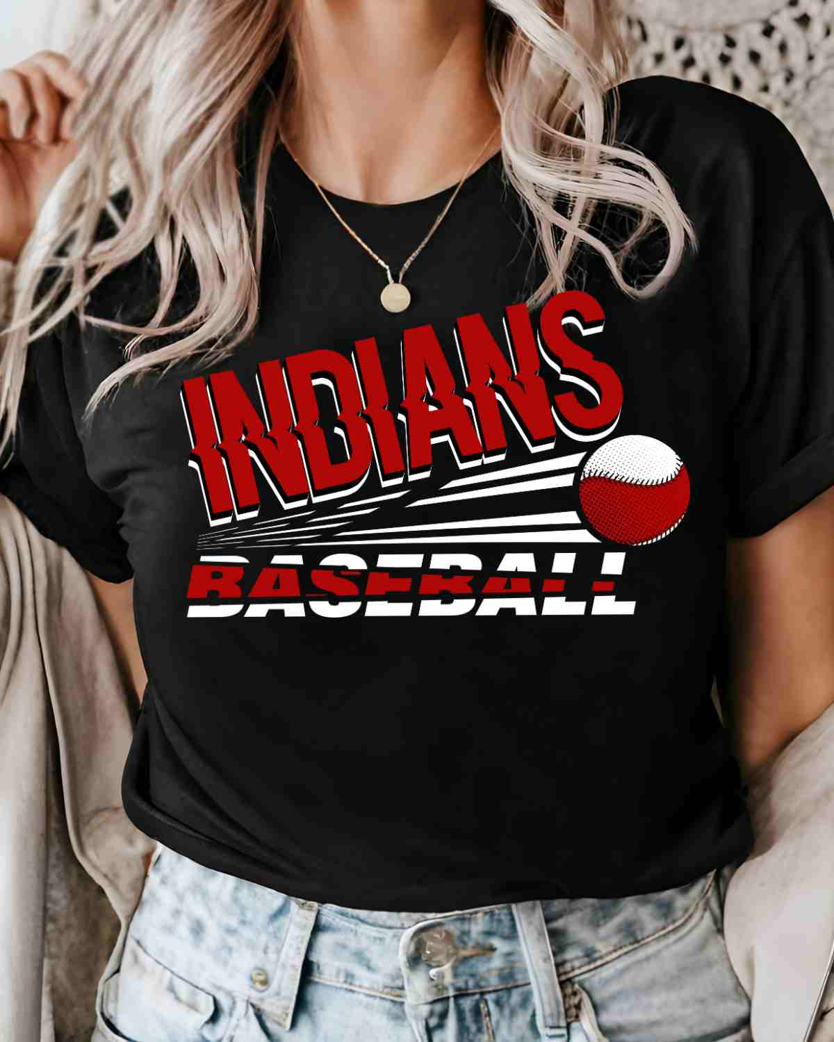 Indians Baseball Angled DTF Transfer