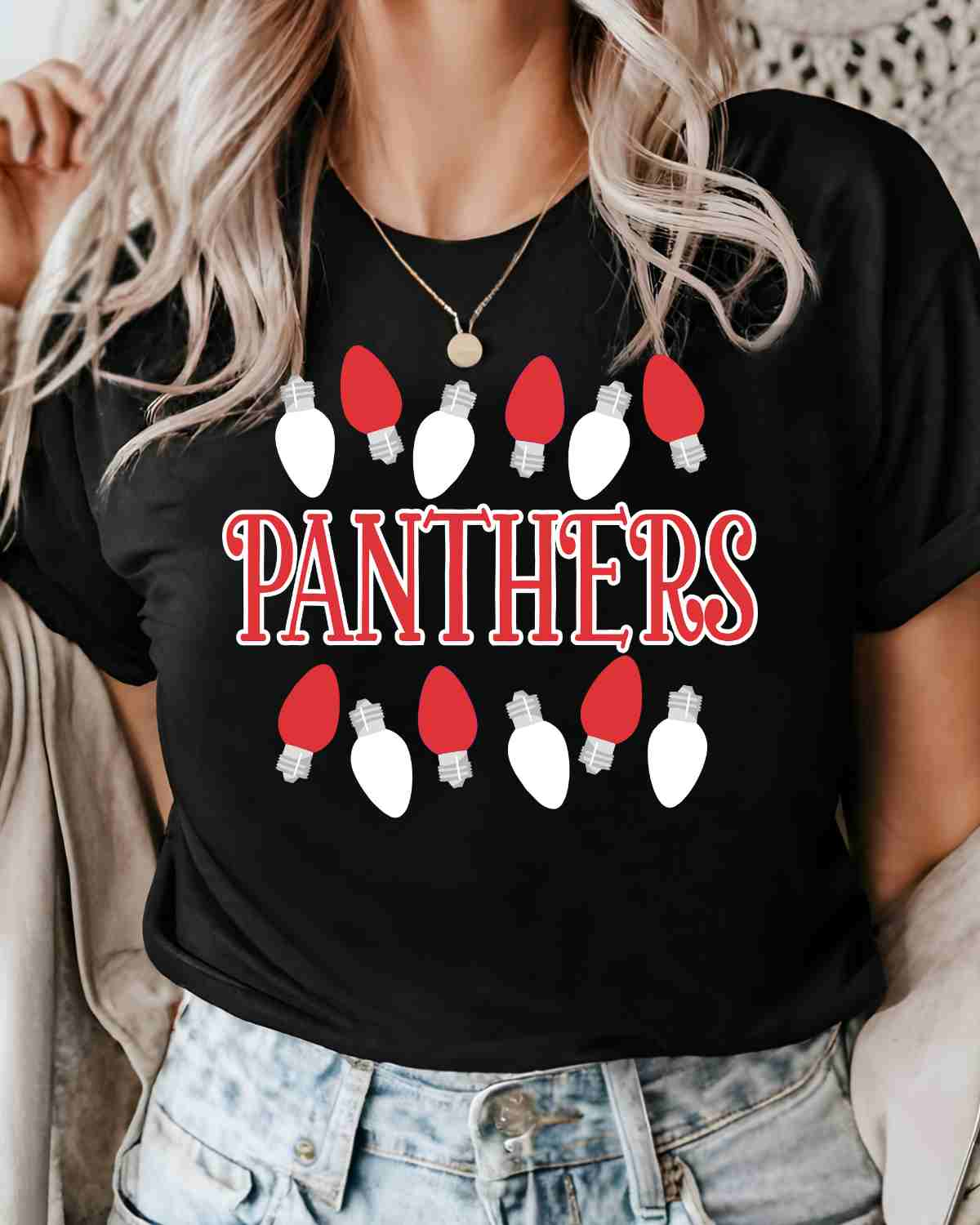 Panthers Christmas Lights DTF Transfer