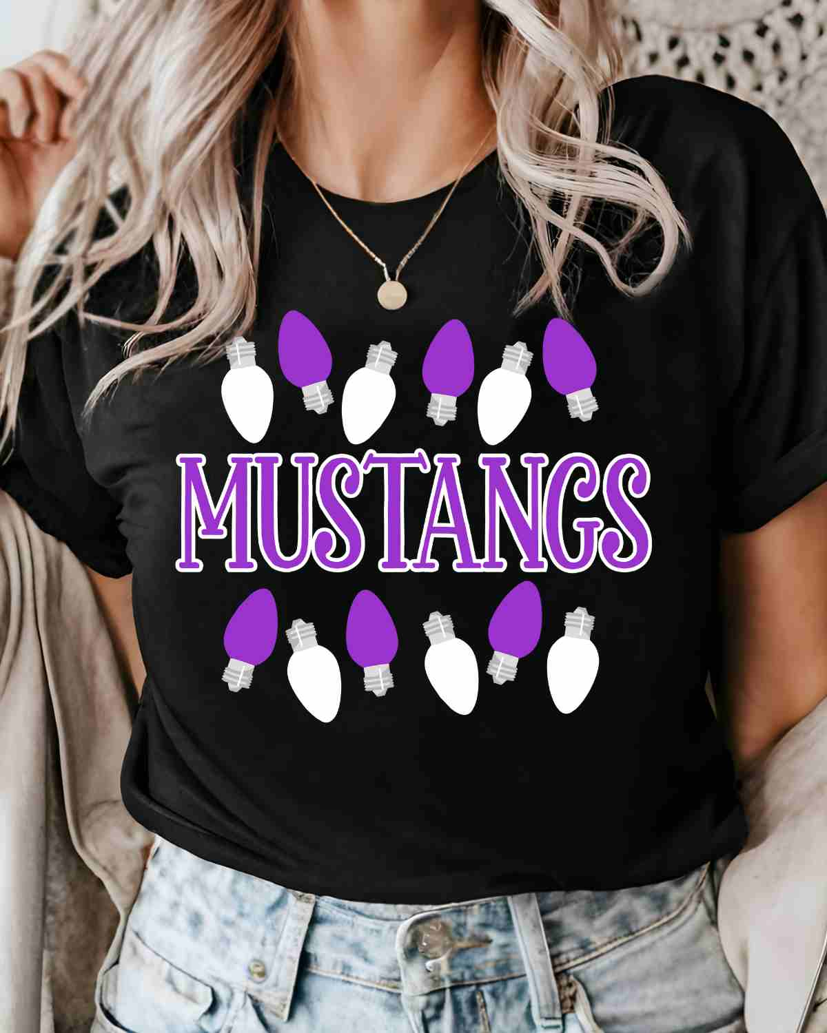 Mustangs Christmas Lights DTF Transfer