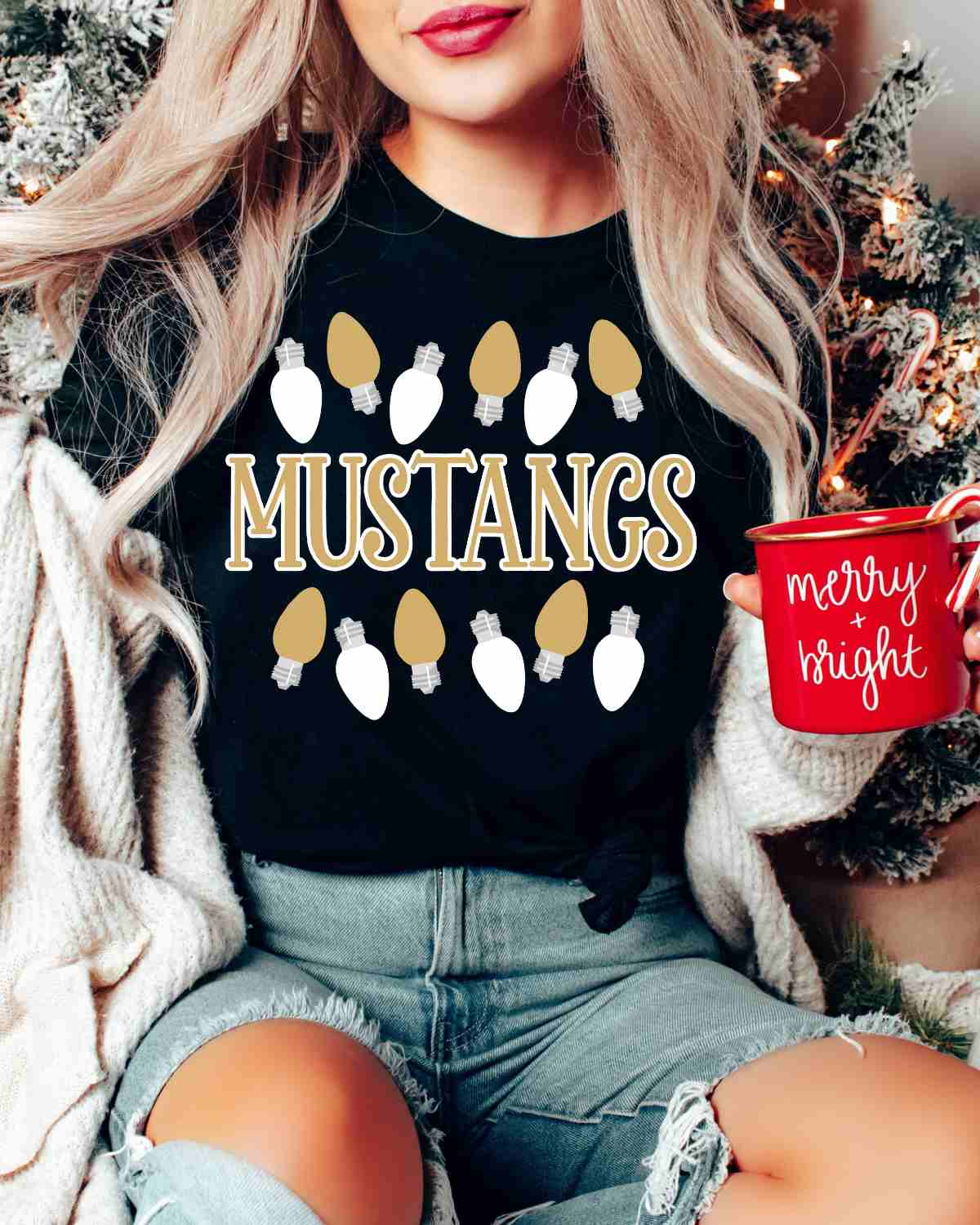 Mustangs Christmas Lights DTF Transfer