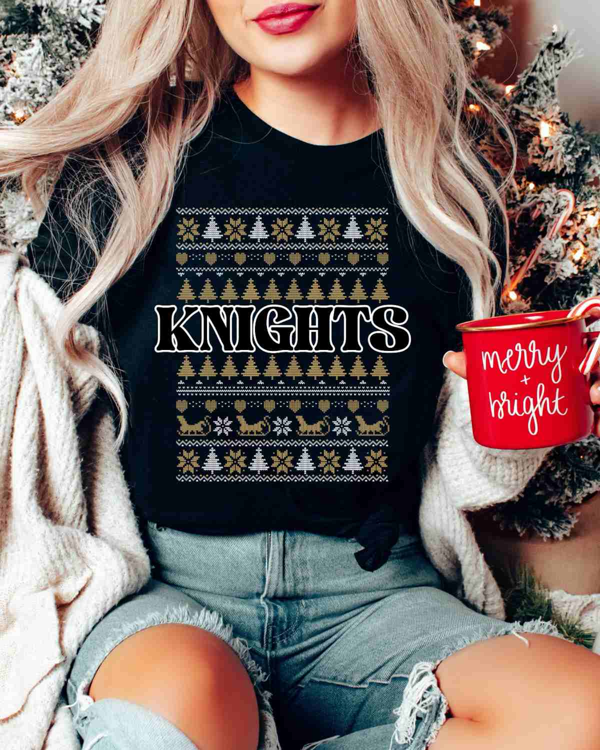 Knights Christmas Sweater DTF Transfer