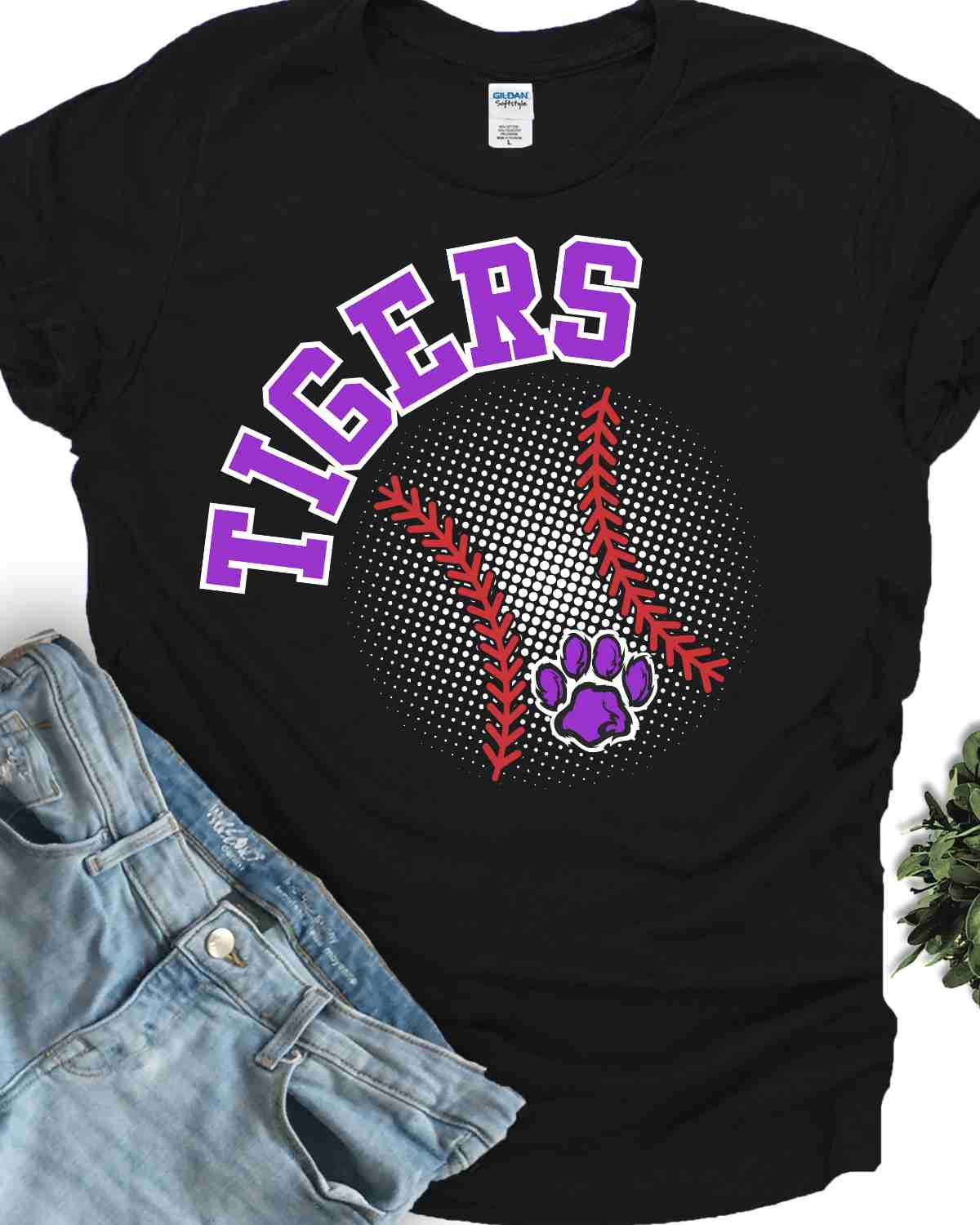 Tiger Baseball Halftone DTF Transfer