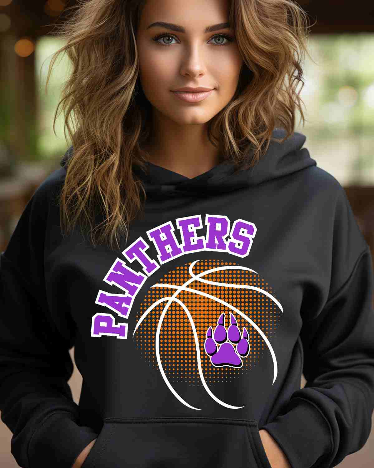 Panthers Basketball Halftone Ball DTF Transfer