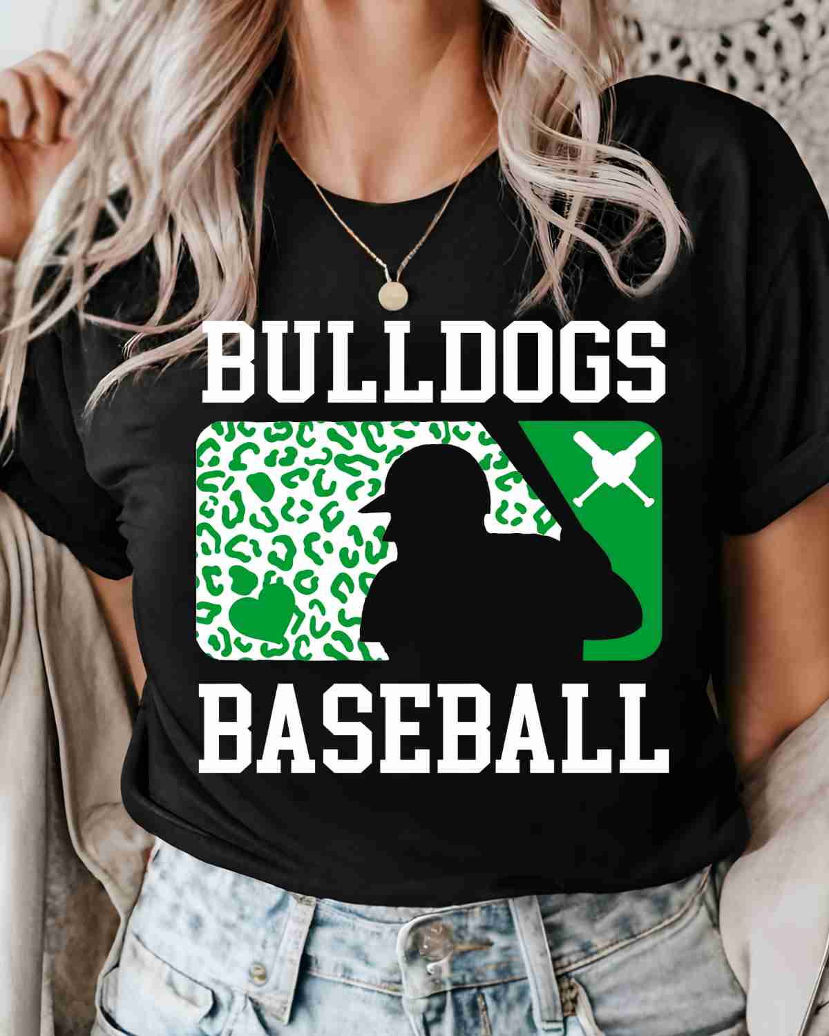 Bulldogs Baseball Leopard Man DTF Transfer