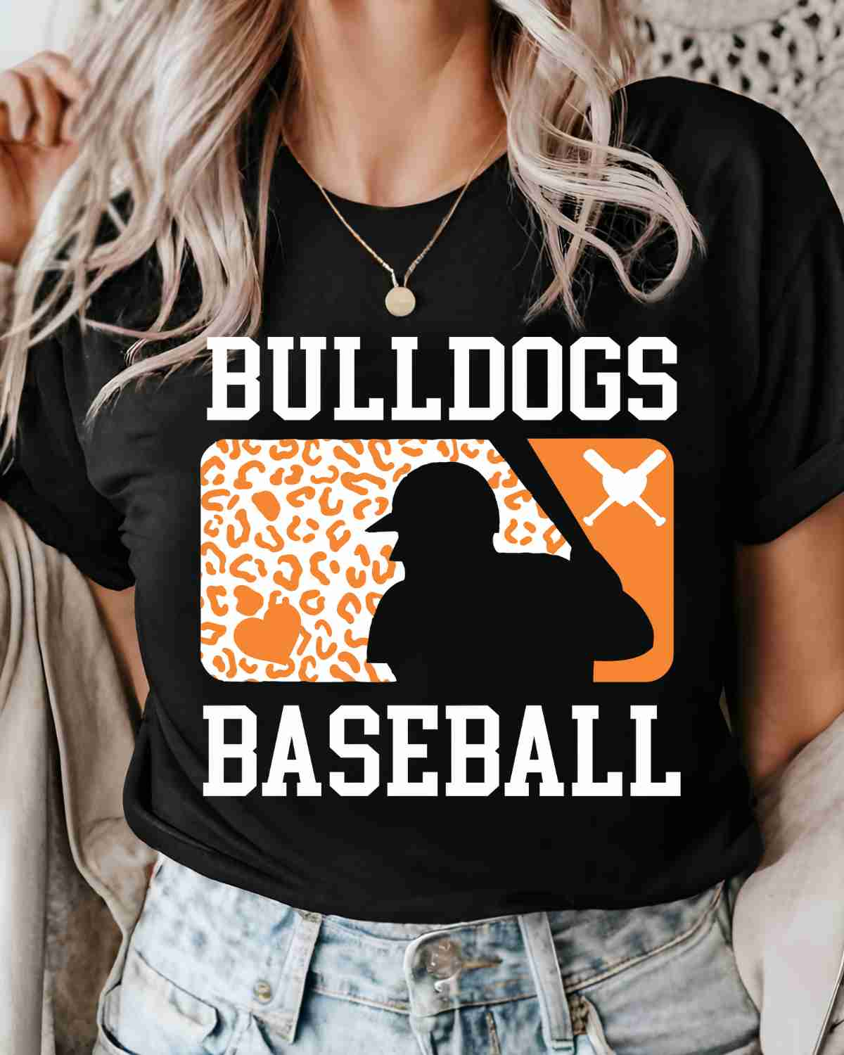 Bulldogs Baseball Leopard Man DTF Transfer