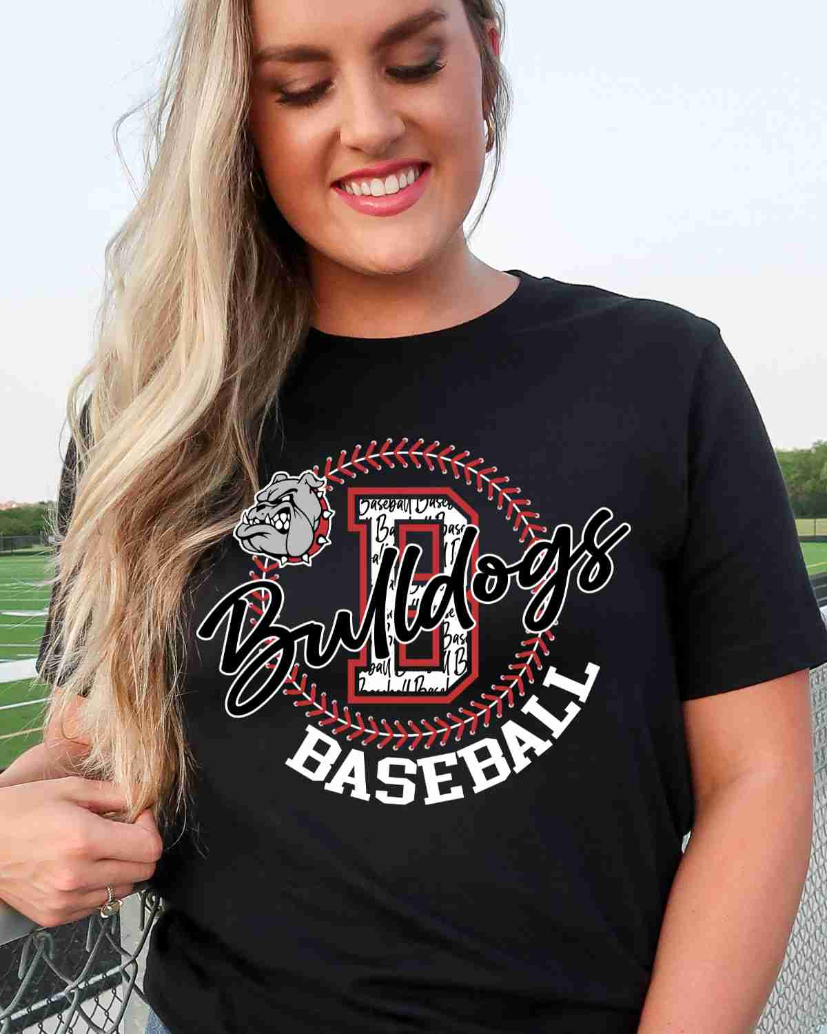 Bulldogs Baseball Laces Circle DTF Transfer