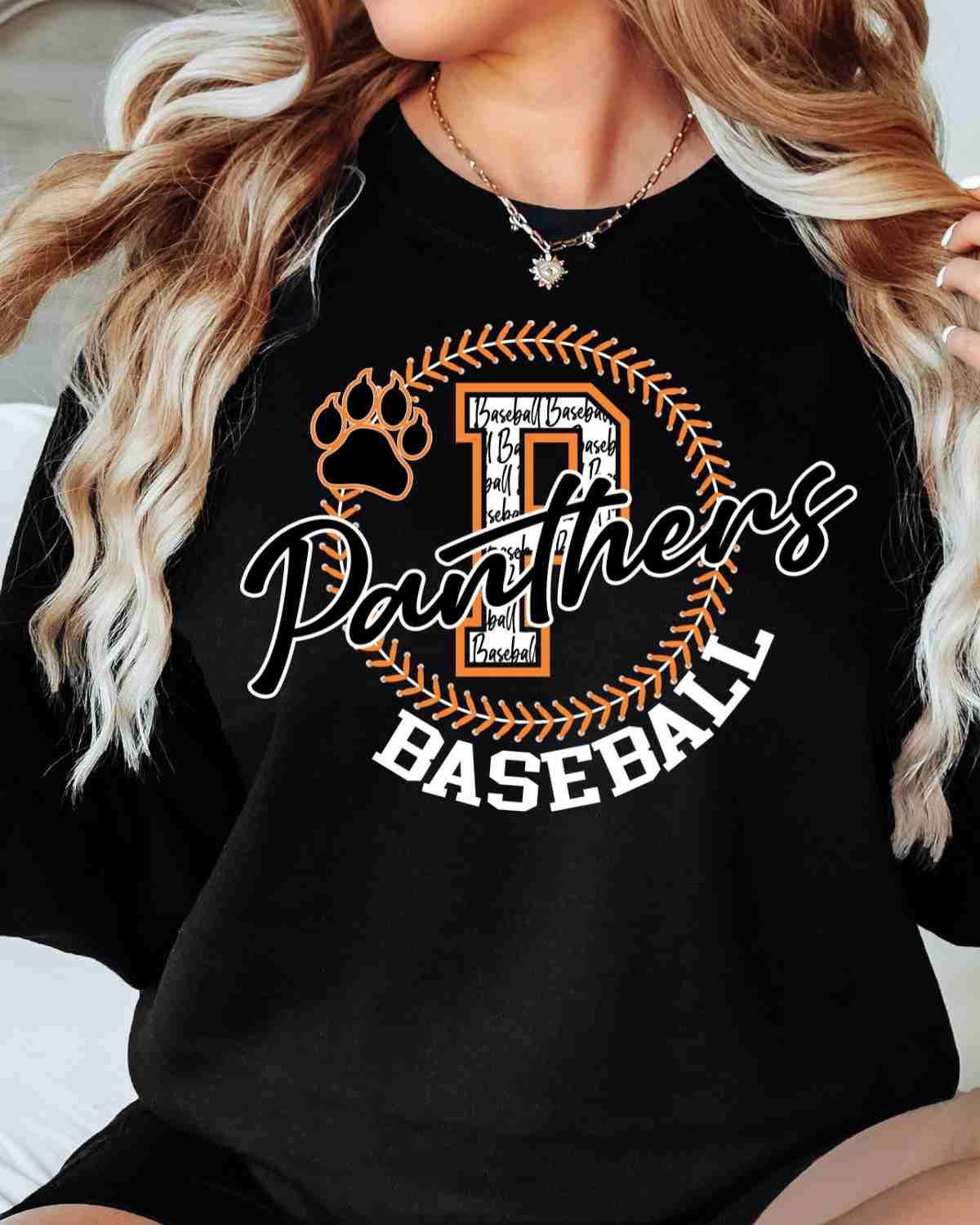 Panthers Baseball Lace Circle DTF Transfer