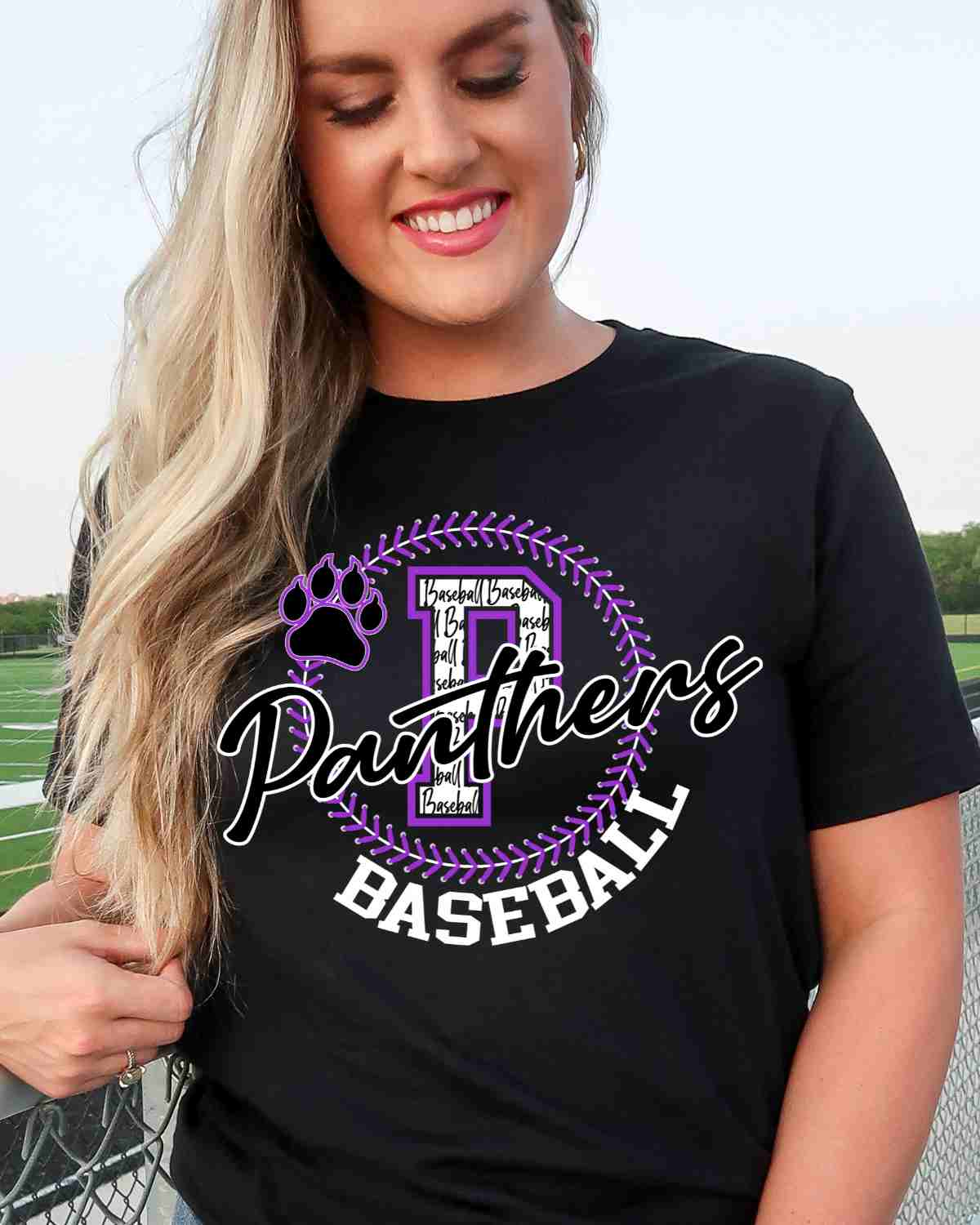 Panthers Baseball Lace Circle DTF Transfer