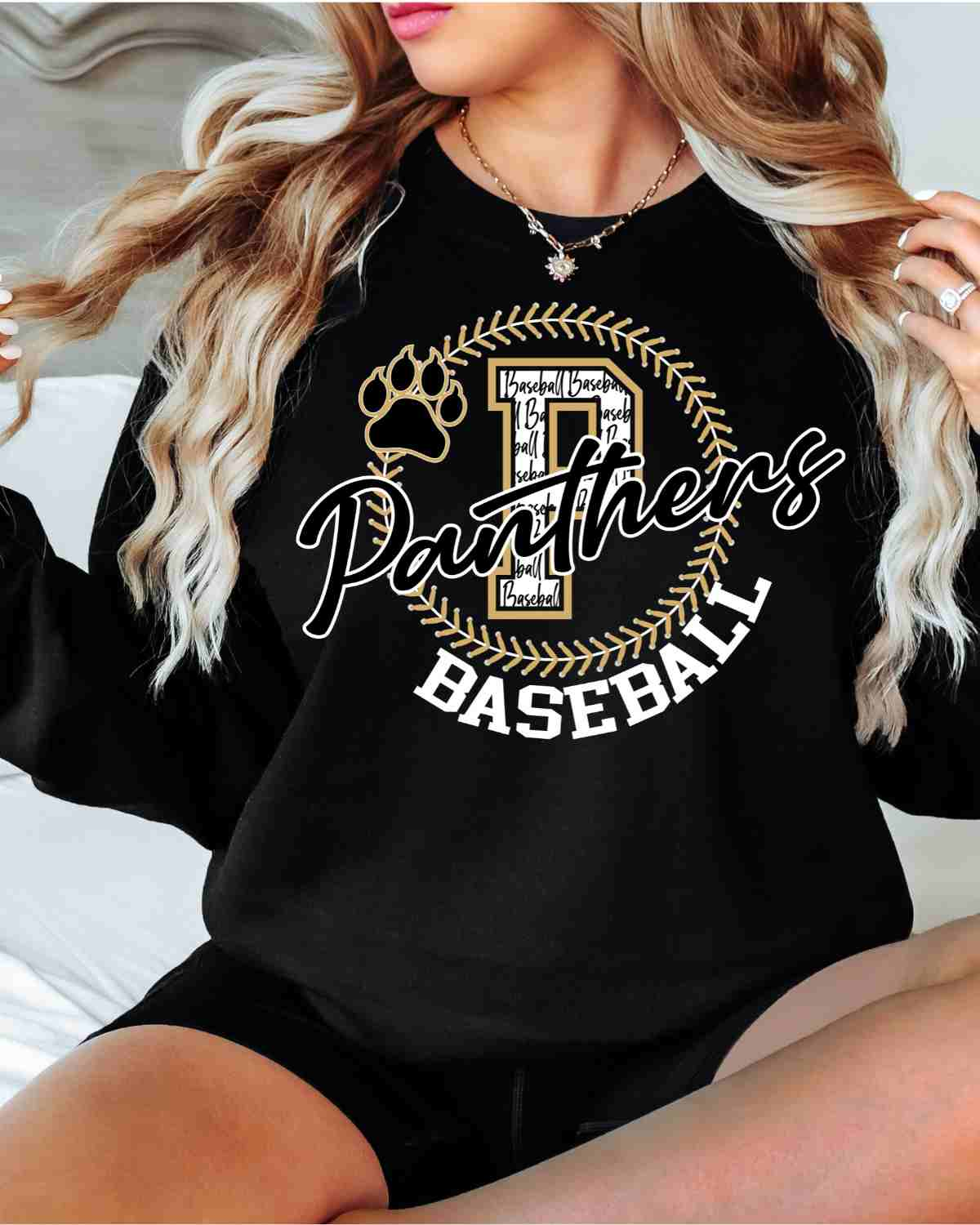 Panthers Baseball Lace Circle DTF Transfer