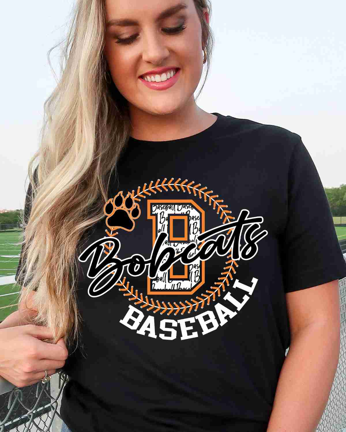 Bobcats Baseball Lace Circle DTF Transfer