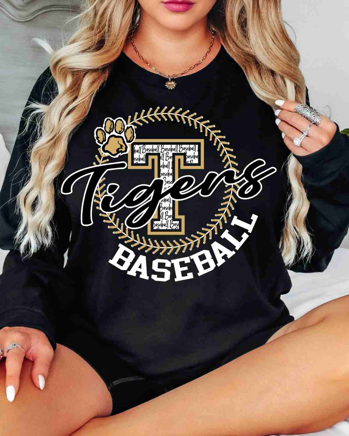 Tigers Baseball Lace Circle DTF Transfer