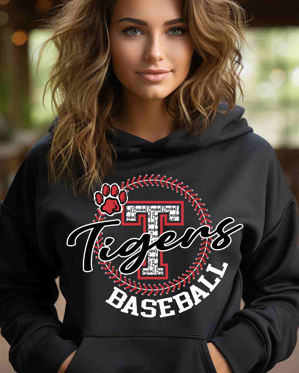 Tigers Baseball Lace Circle DTF Transfer