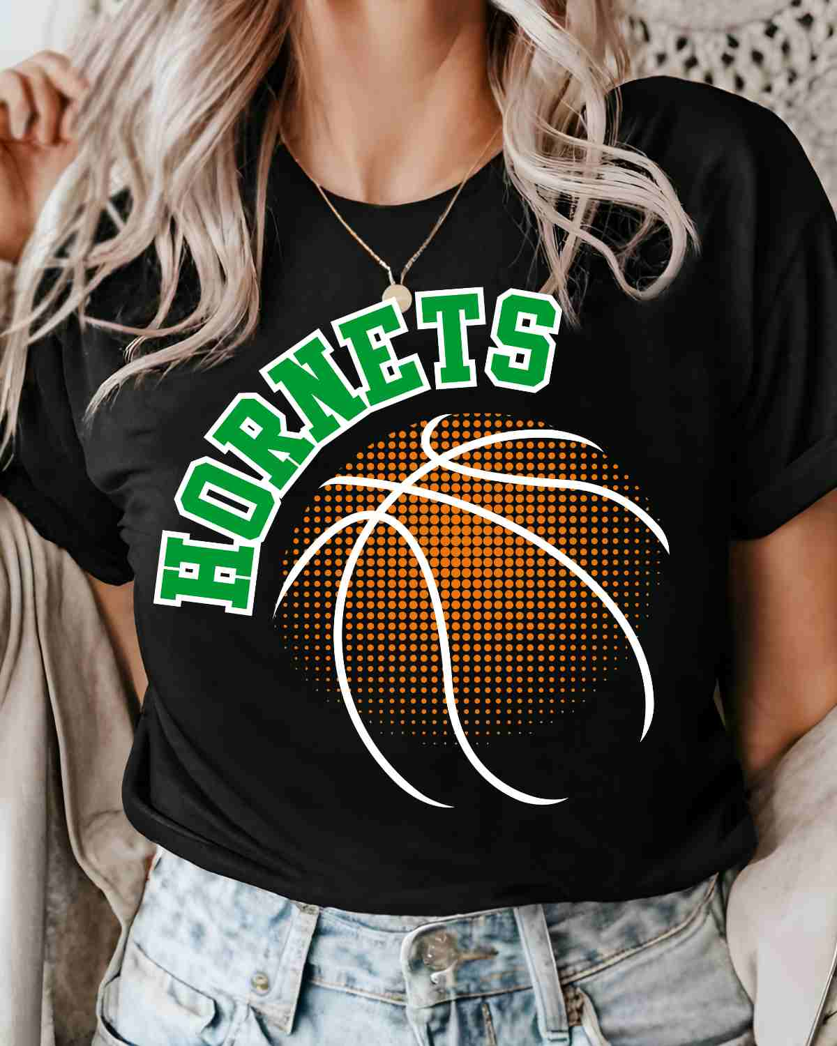 Hornets Basketball Halftone DTF Transfer