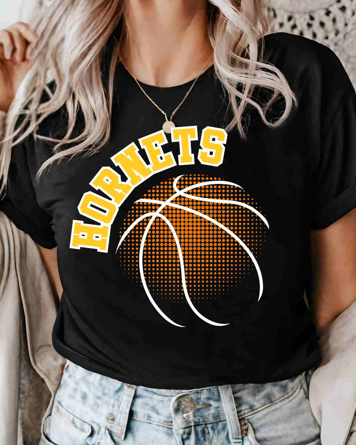 Hornets Basketball Halftone DTF Transfer