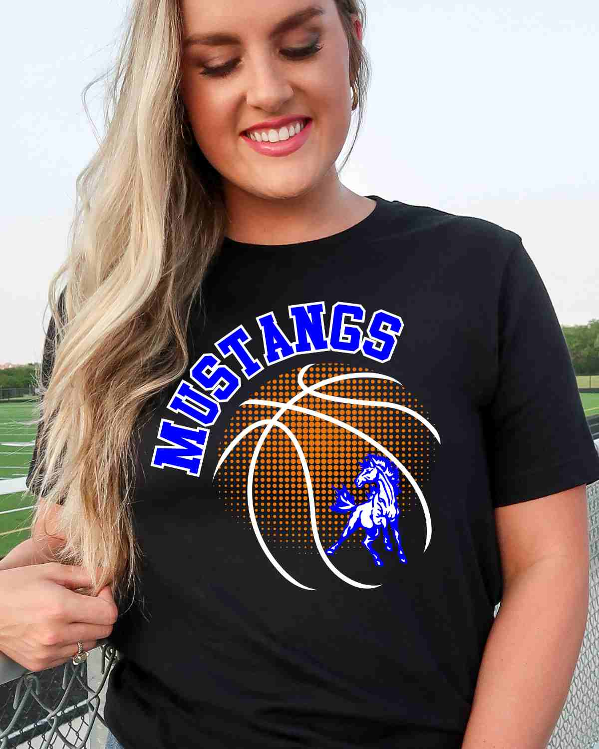 Mustang Basketball Halftone Ball DTF Transfer