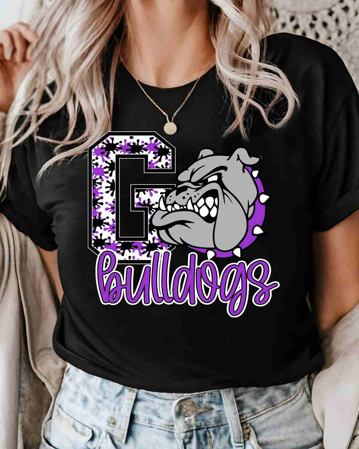 Go Bulldogs Splatter DTF Transfer