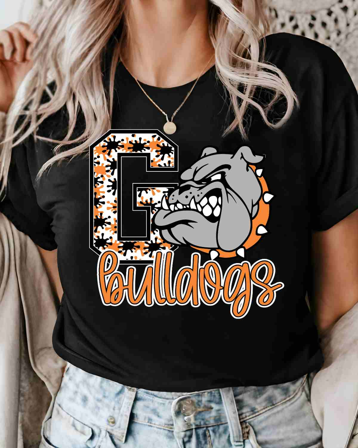 Go Bulldogs Splatter DTF Transfer