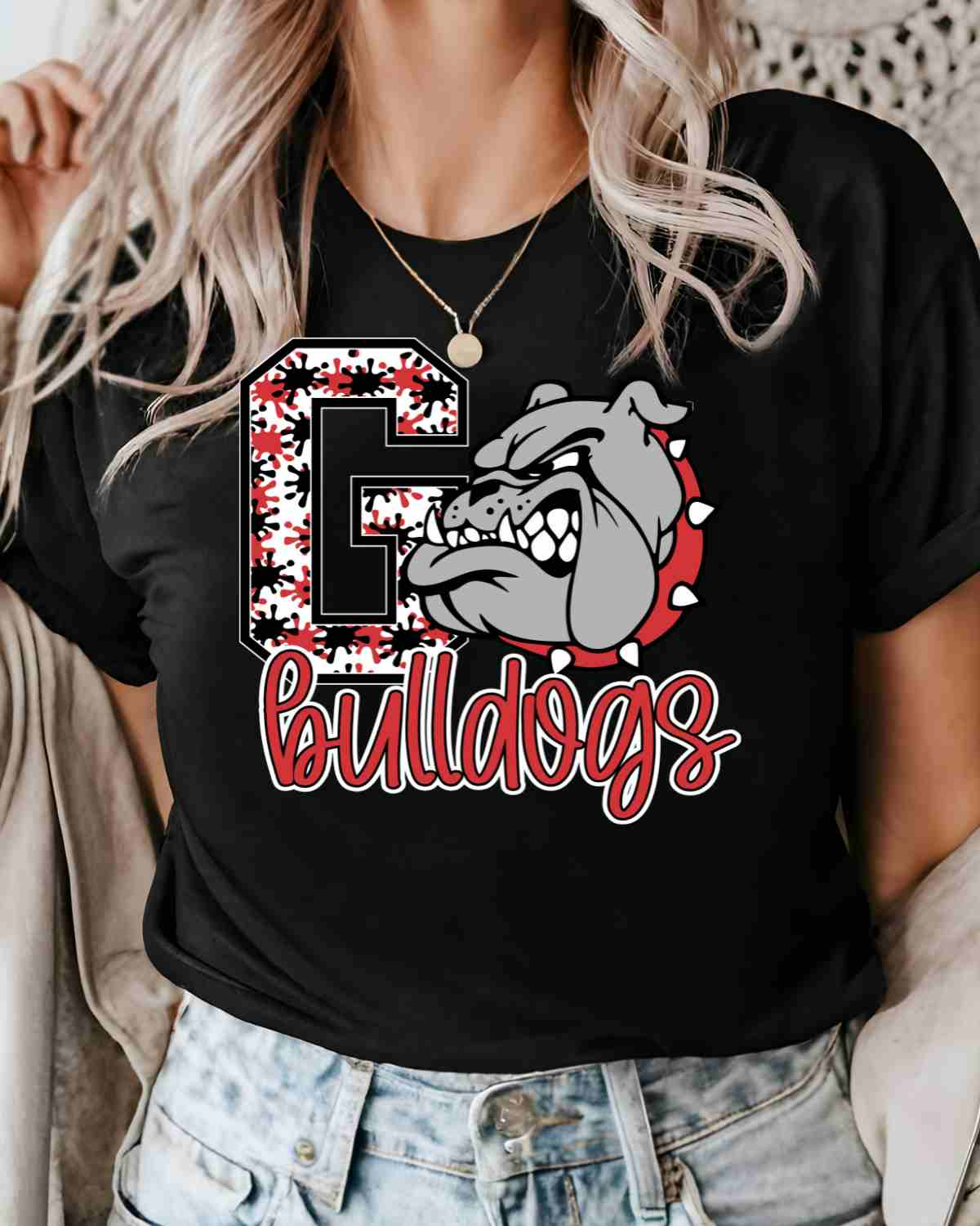 Go Bulldogs Splatter DTF Transfer