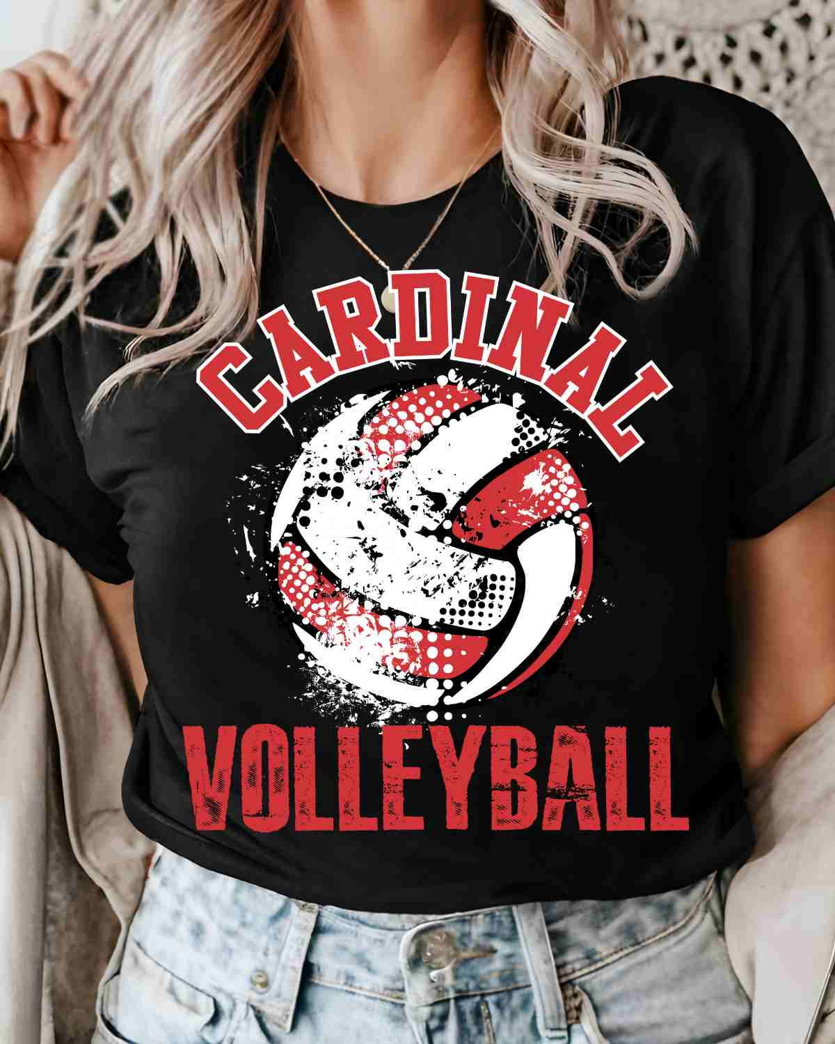 Cardinal Volleyball Grunge Effect DTF Transfer