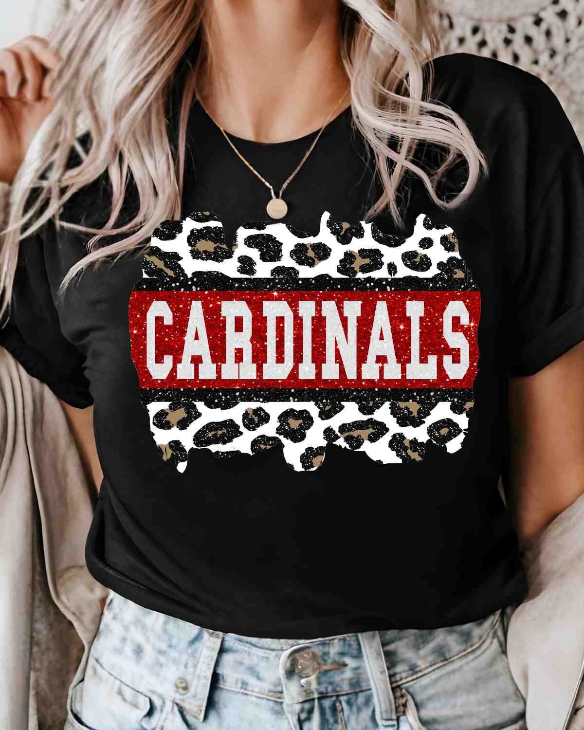 Cardinals Leopard Glitter Swash DTF Transfer