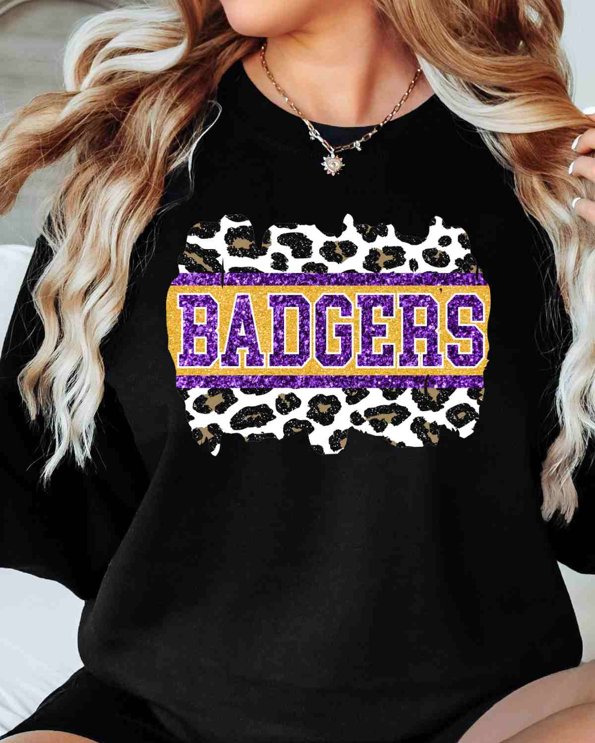 Badgers Leopard Glitter Swash DTF Transfer