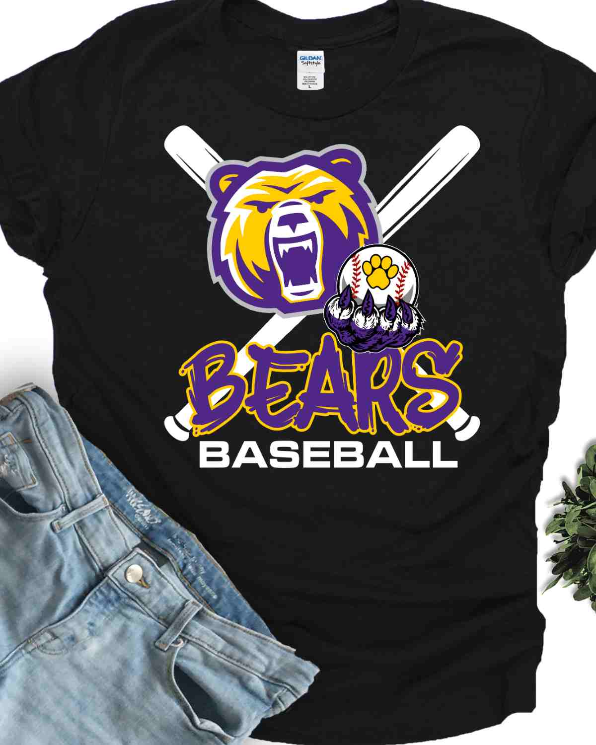 Bears Baseball Crossed Bats DTF Transfer