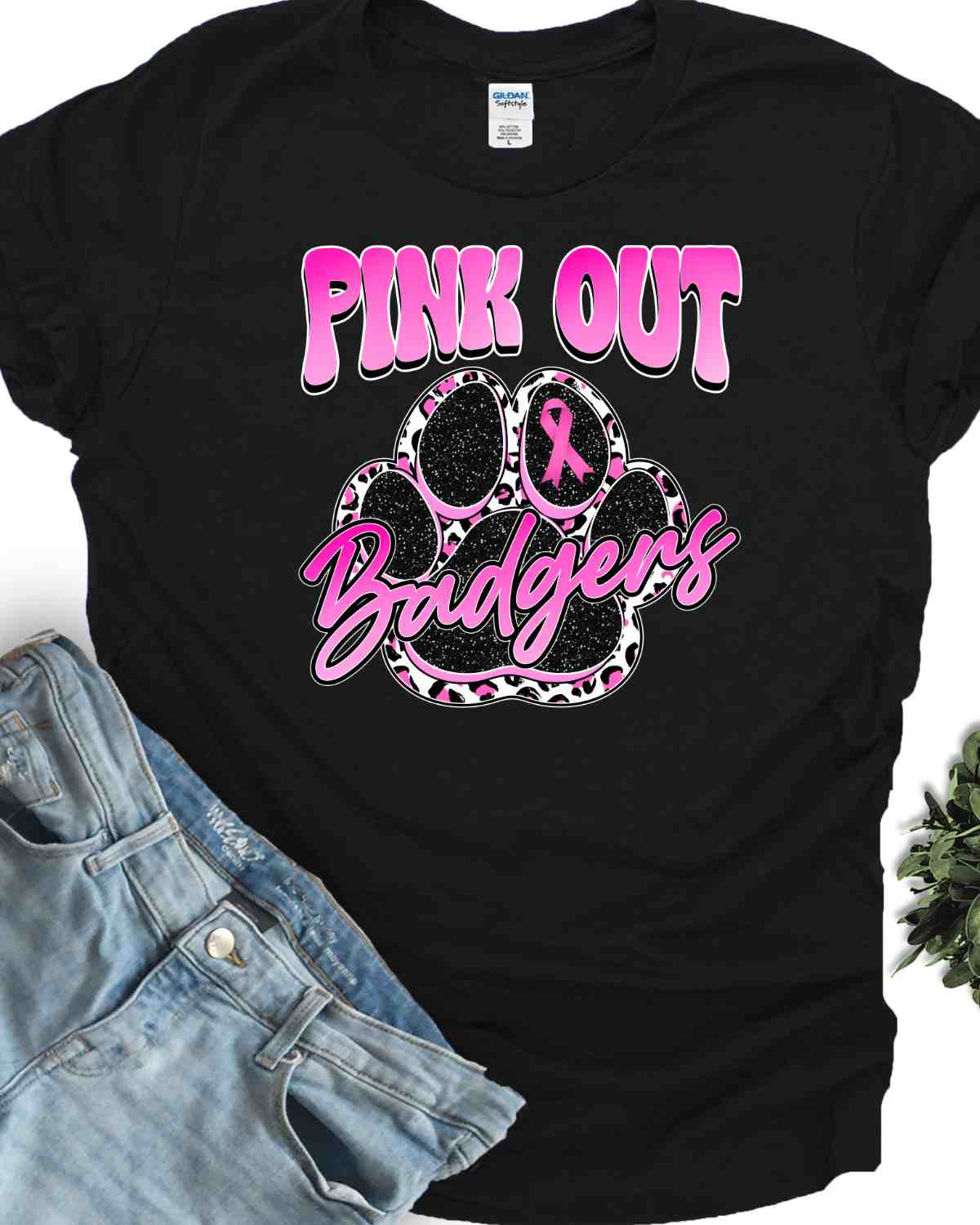 Pink Out Paw Print Badgers DTF Transfer