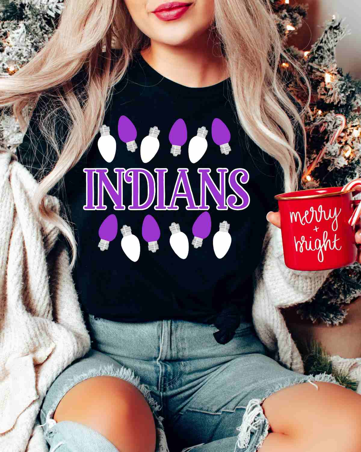 Indians Christmas Lights Transfer