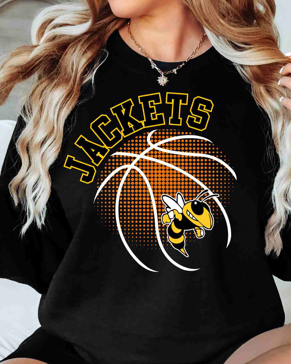 Jackets Basketball Halftone Ball DTF Transfer