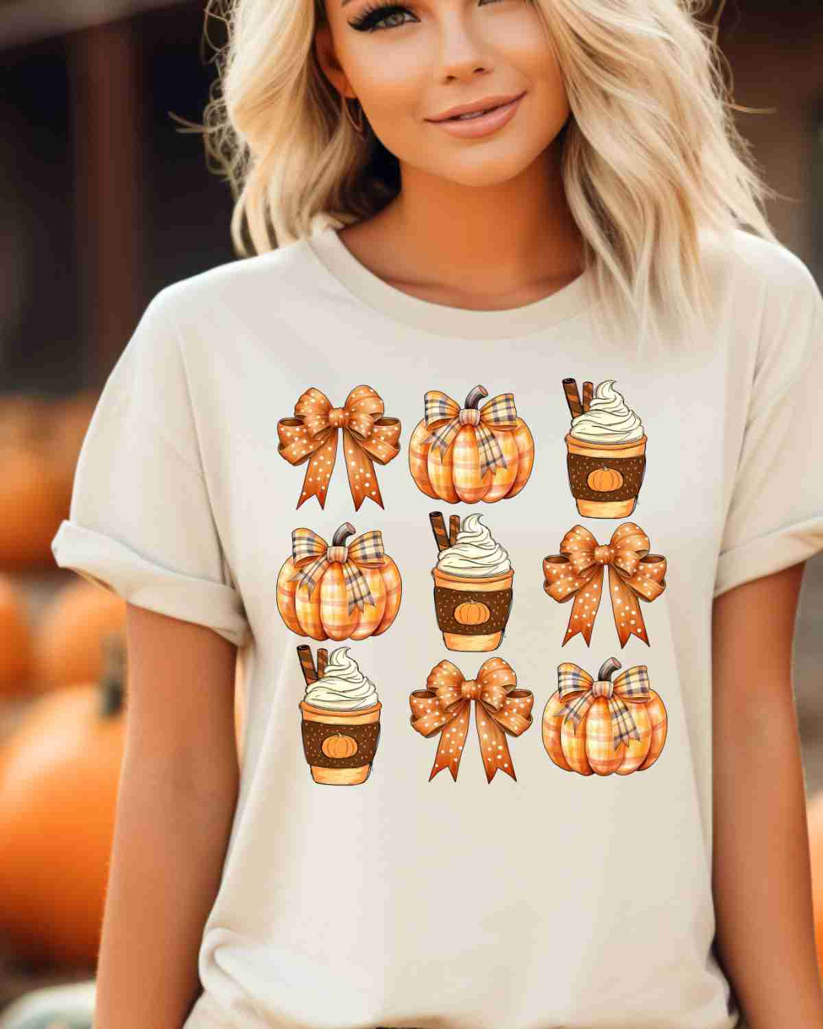 Pumpkins Coffee & Bows DTF Transfer