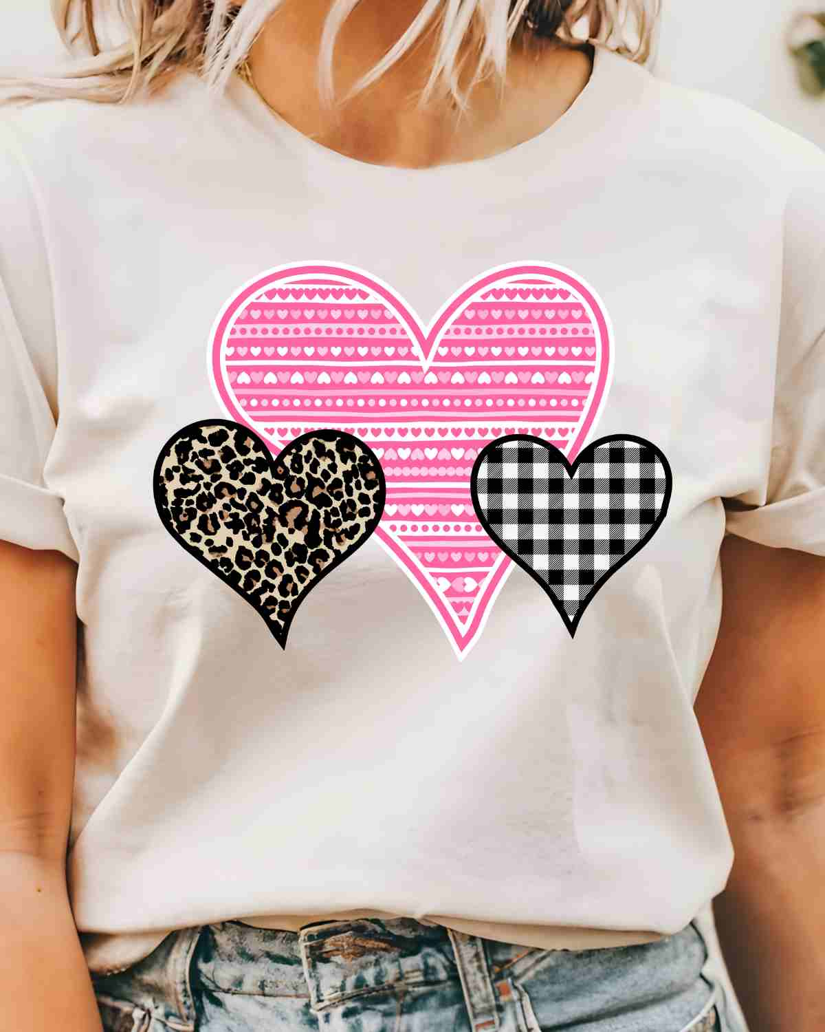 Three Hearts Pink DTF Transfer