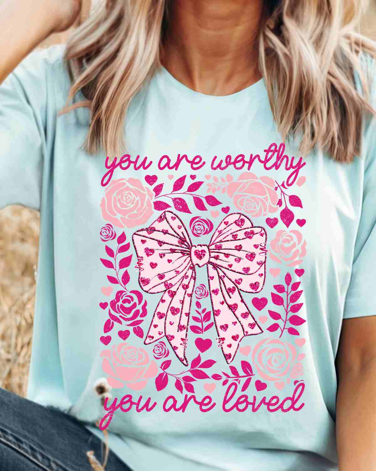 You Are Worthy Boho Bow DTF Transfer