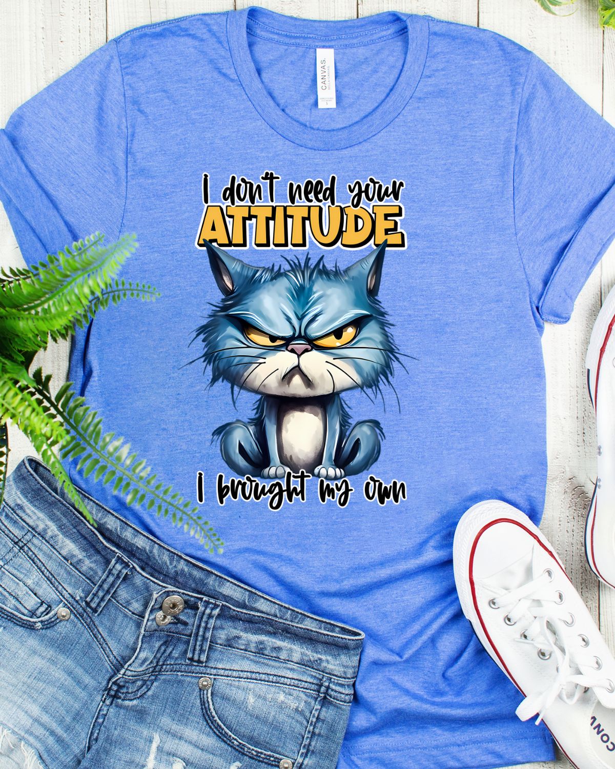 I Don't Need Your Attitude Funny Cat DTF Transfer