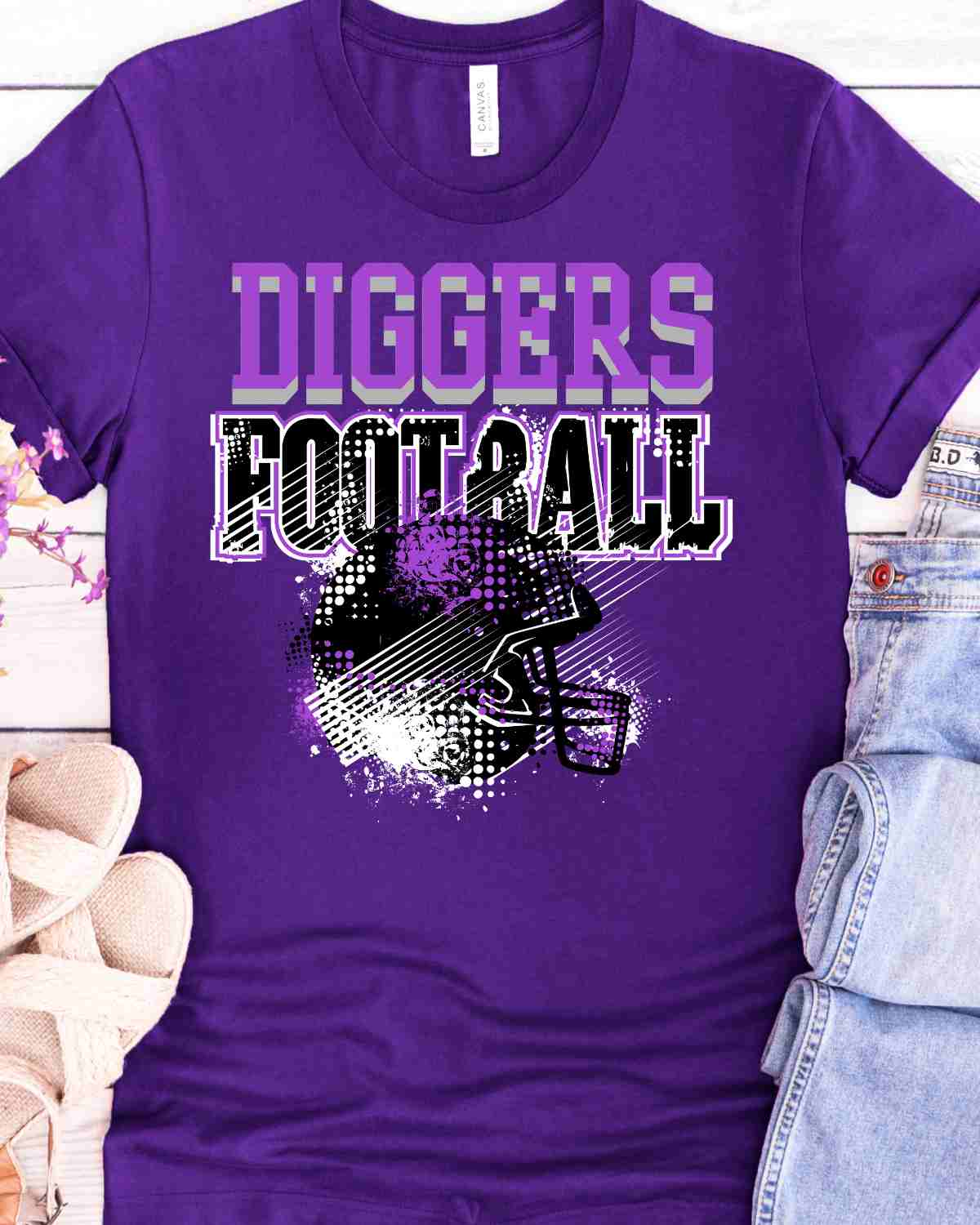 Diggers Football Grunge Helmet DTF Transfer