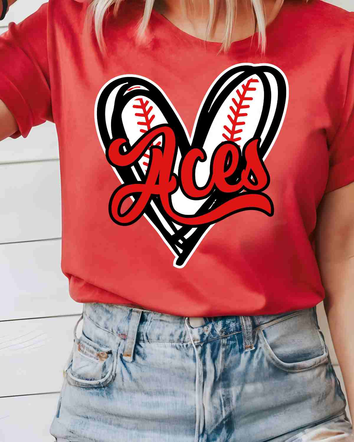 Aces Baseball Heart DTF Transfer