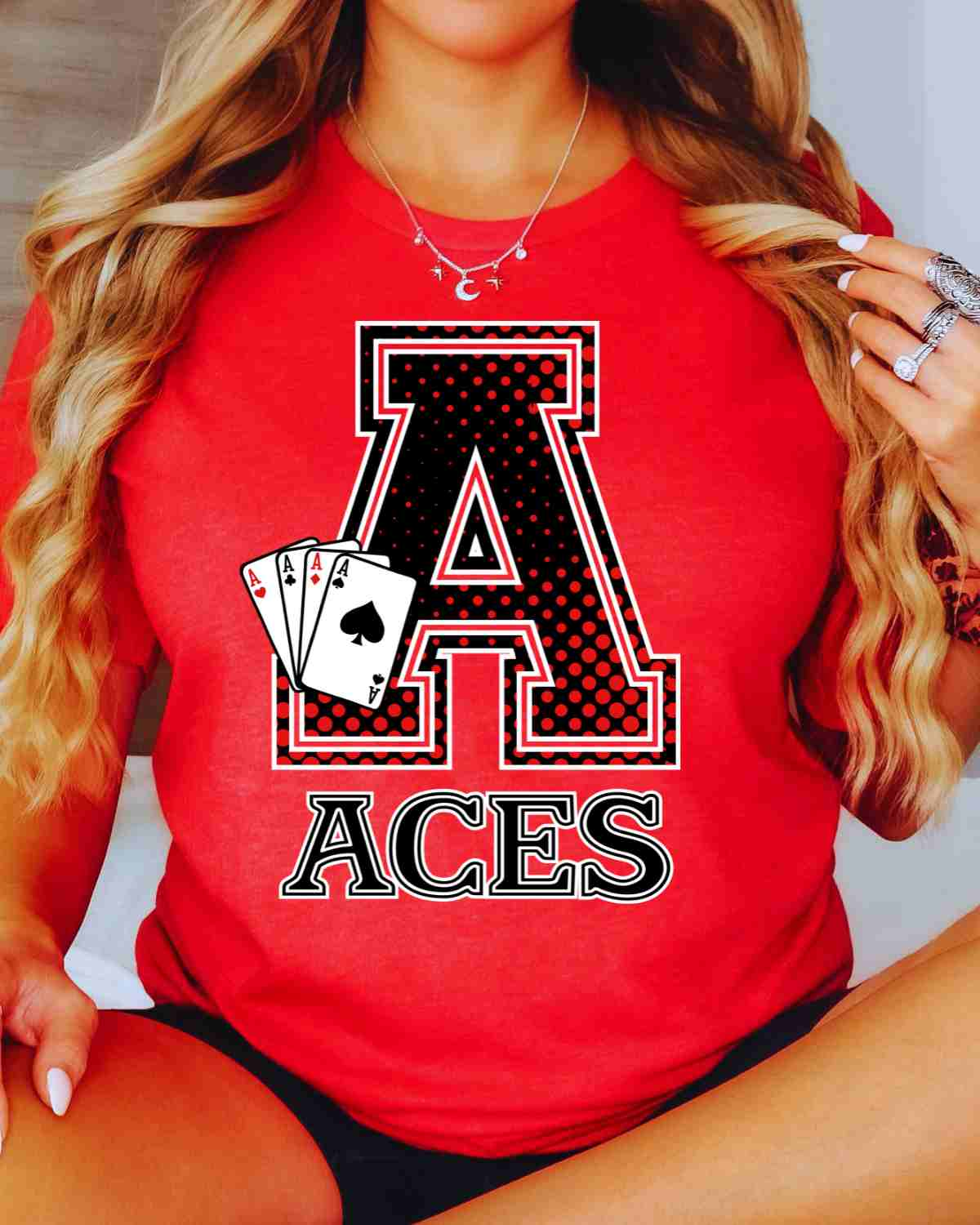 Aces Mascot Letter Halftone DTF Transfer