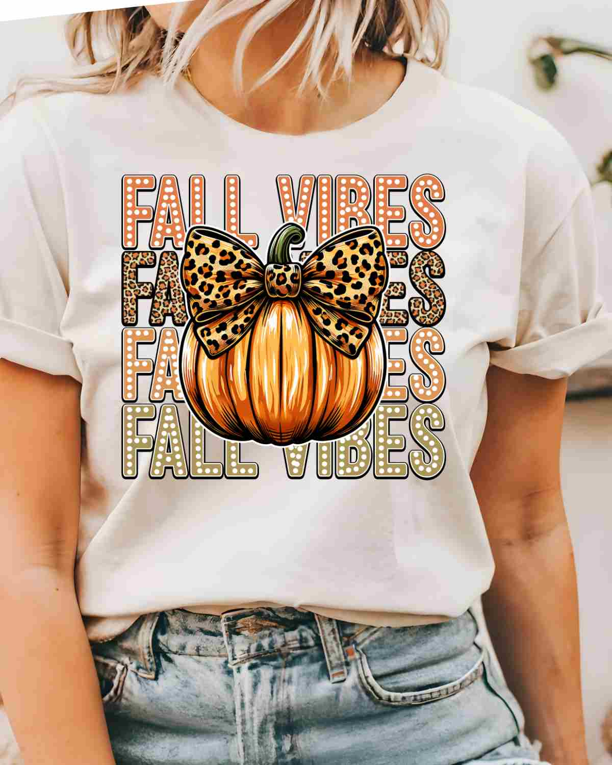 Fall Vibes Repeating Pumpkin DTF Transfer