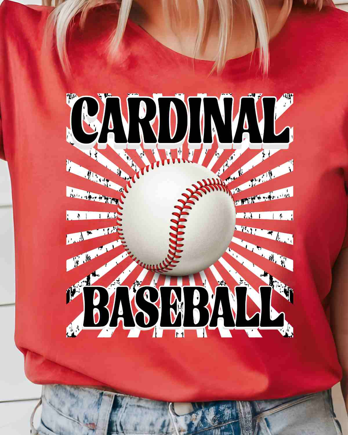 Cardinal Baseball Starburst Retro DTF Transfer