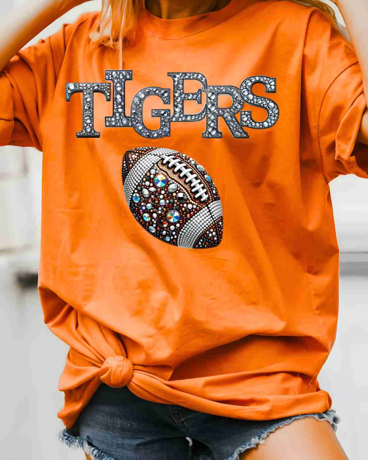 Tigers Football Rhinestone DTF Transfer