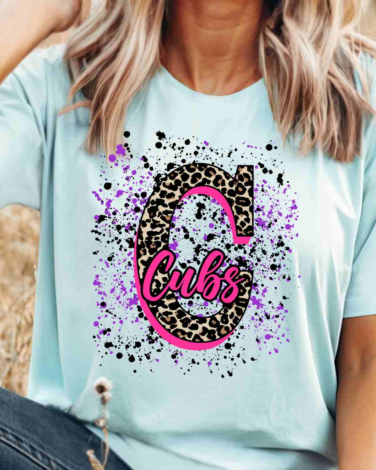 Cubs Letter Splatter DTF Transfer