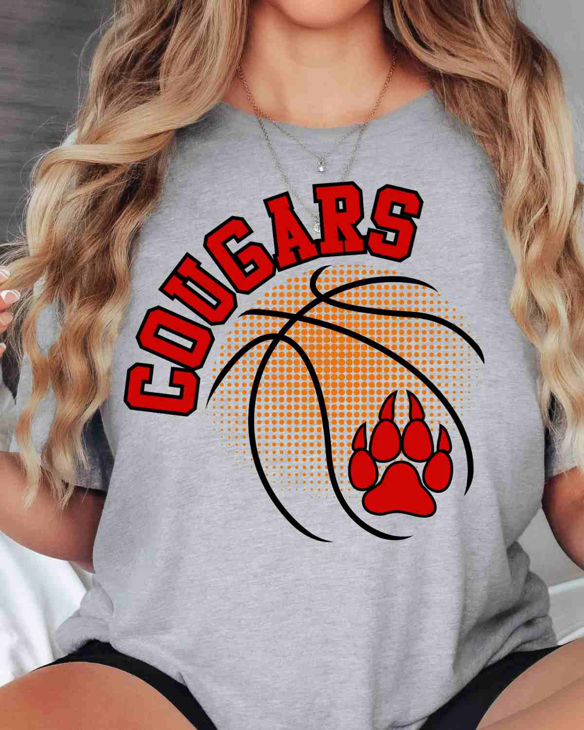 Cougars Basketball Halftone Ball DTF Transfer