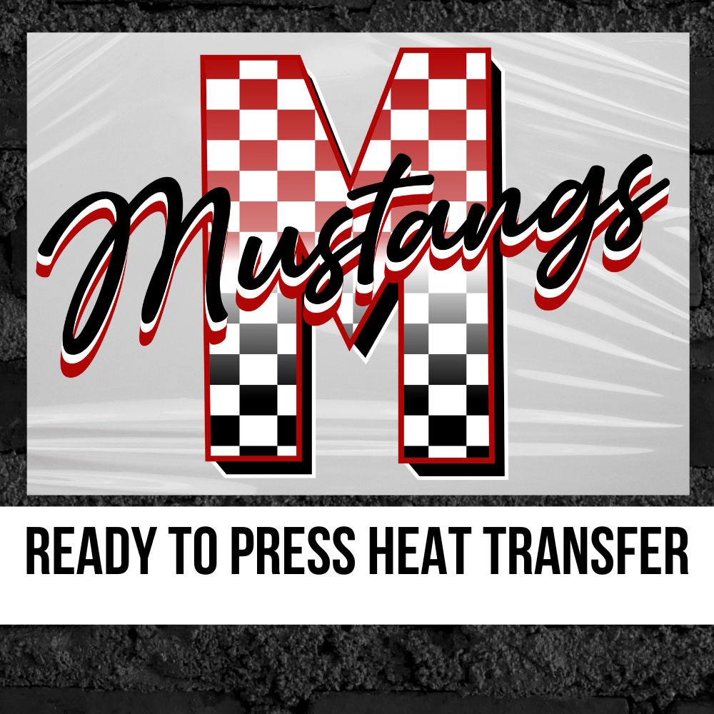 Mustangs Checkered Letter DTF Transfer