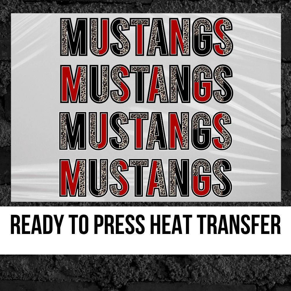 Repeating Mustangs Split Lettering DTF Transfer